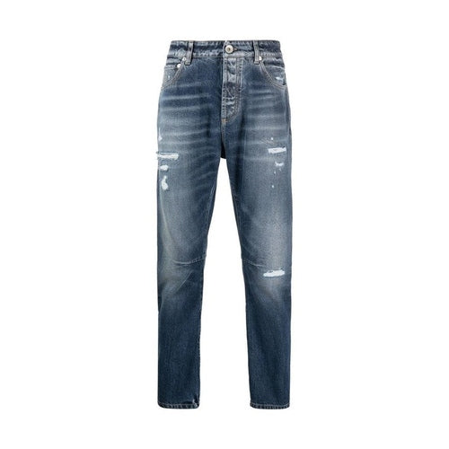 Brunello Cucinelli Gray Cotton Straight-Leg Jeans