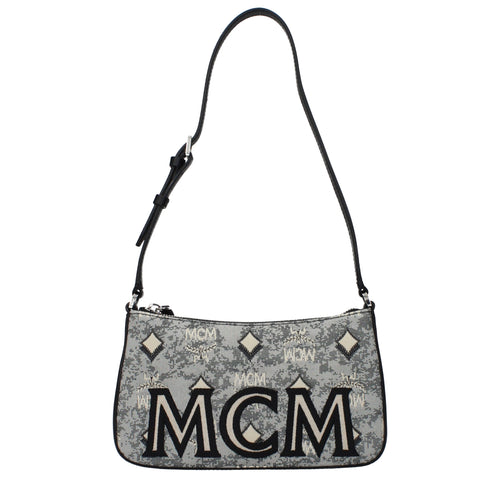 MCM Gray Fabric Crossbody Bag