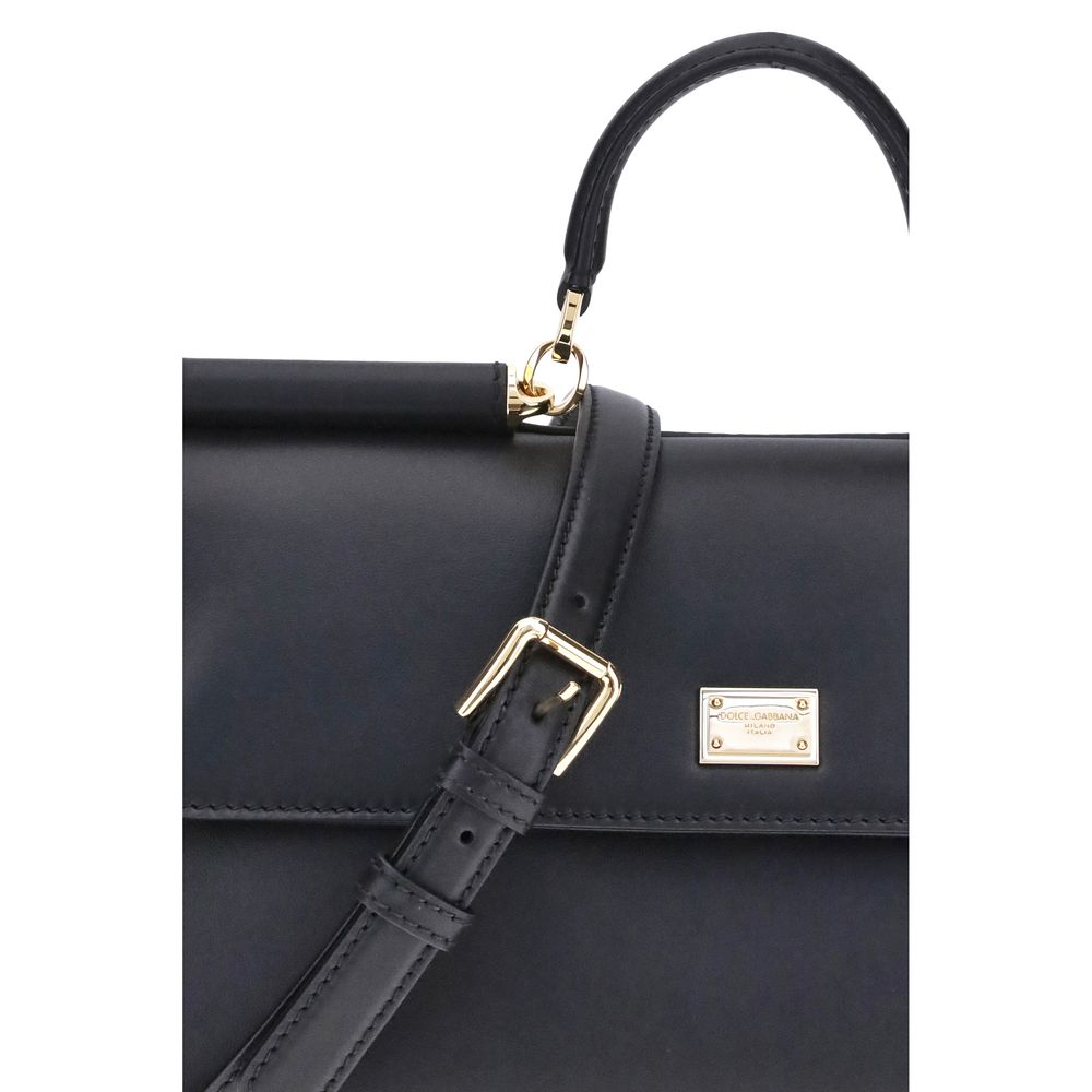 Dolce & Gabbana Black Calf Leather Bos Taurus Shoulder Bag