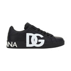 Dolce & Gabbana Black Calf Leather Bos Taurus Sneakers
