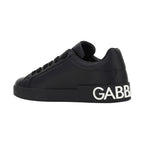 Dolce & Gabbana Black Calf Leather Bos Taurus Sneakers