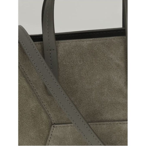 Brunello Cucinelli Brown Calf Leather Bos Taurus Shoulder Bag