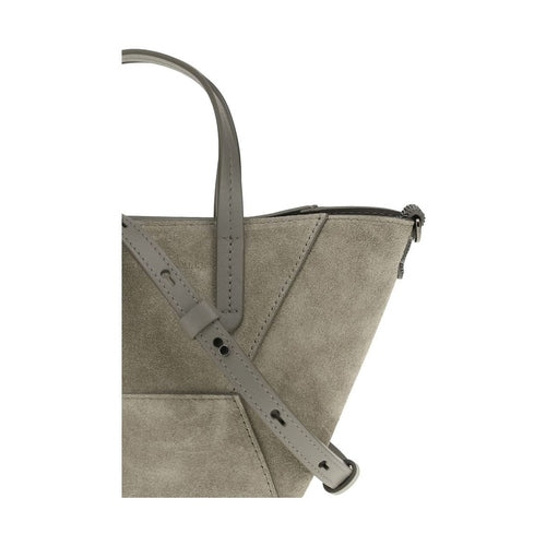 Brunello Cucinelli Brown Calf Leather Bos Taurus Shoulder Bag