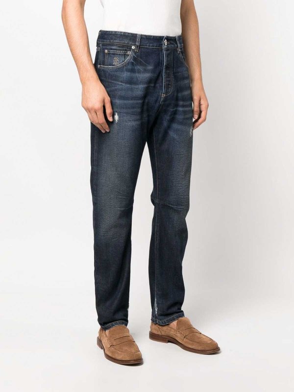 Brunello Cucinelli Black Cotton Straight-Leg Jeans