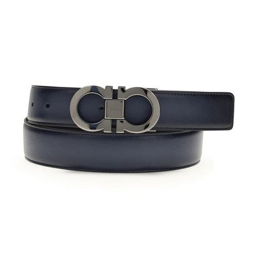 Ferragamo Black Calf Leather Bos Taurus Regular Belt