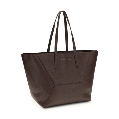 Brunello Cucinelli Brown Calf Leather Bos Taurus Shoulder Bag