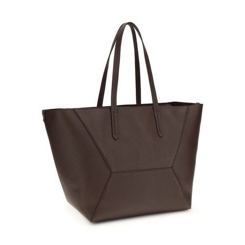 Brunello Cucinelli Brown Calf Leather Bos Taurus Shoulder Bag