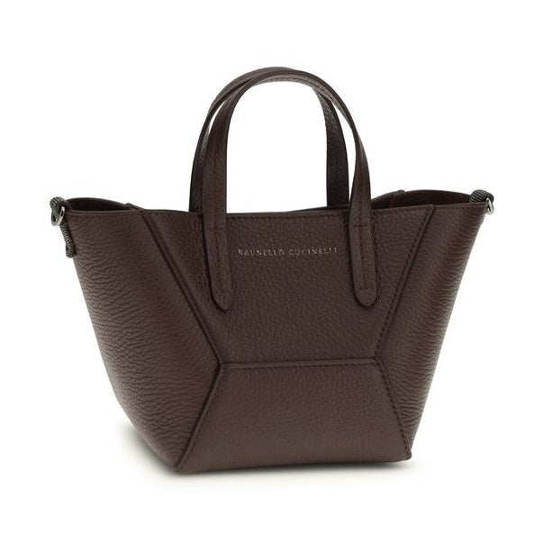 Brunello Cucinelli Bordeaux Calf Leather Bos Taurus Shoulder Bag