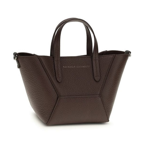 Brunello Cucinelli Bordeaux Calf Leather Bos Taurus Shoulder Bag