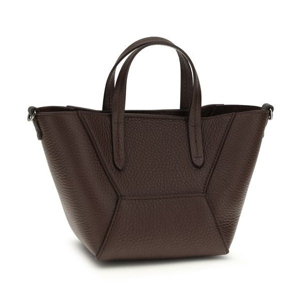 Brunello Cucinelli Bordeaux Calf Leather Bos Taurus Shoulder Bag