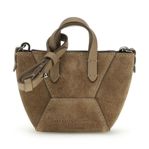Brunello Cucinelli Brown Calf Leather Bos Taurus Shoulder Bag