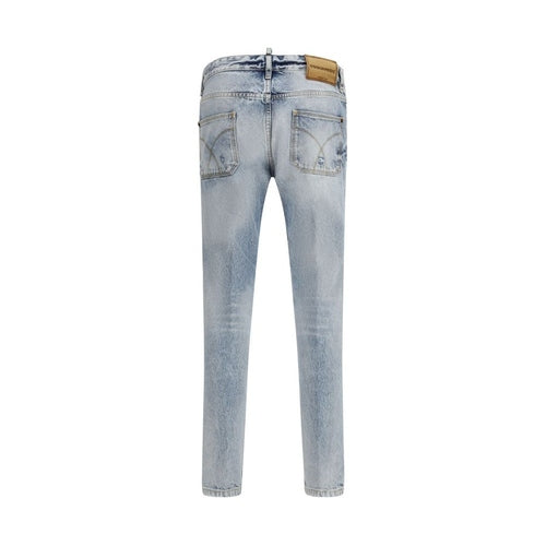Dsquared² Blue Cotton Straight-Leg Jeans