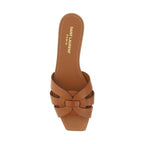 Saint Laurent Brown Calf Leather Bos Taurus Flat Sandals