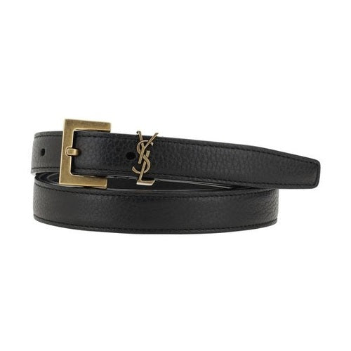 Saint Laurent Black Calf Leather Bos Taurus Regular Belt