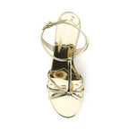 Prada Gold Calf Leather Bos Taurus Wedge Sandals