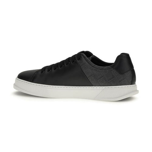 Ferragamo Black Calf Leather Bos Taurus Low Top Sneakers
