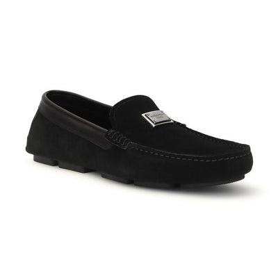 Dolce & Gabbana Black Calf Leather Bos Taurus Slip-On Loafers
