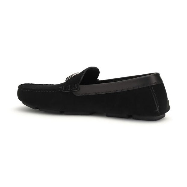 Dolce & Gabbana Black Calf Leather Bos Taurus Slip-On Loafers