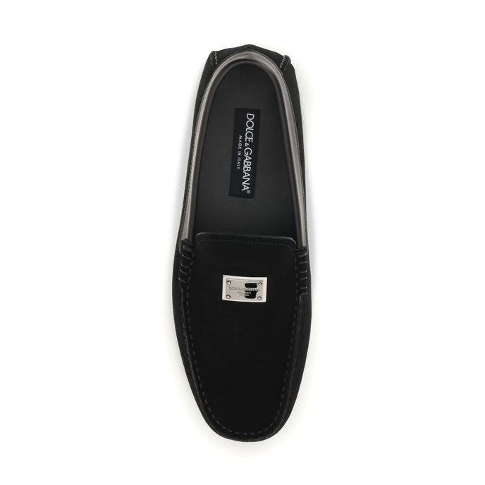 Dolce & Gabbana Black Calf Leather Bos Taurus Slip-On Loafers