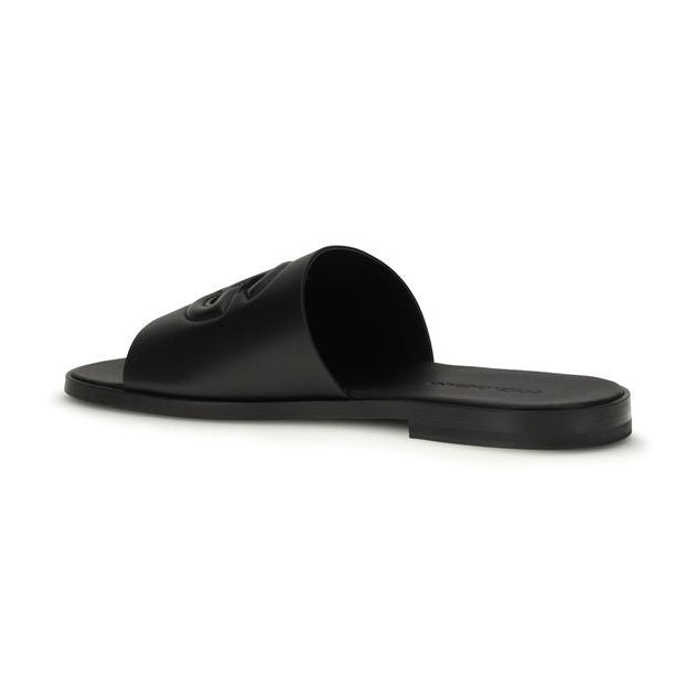 Dolce & Gabbana Black Calf Leather Bos Taurus Sandals