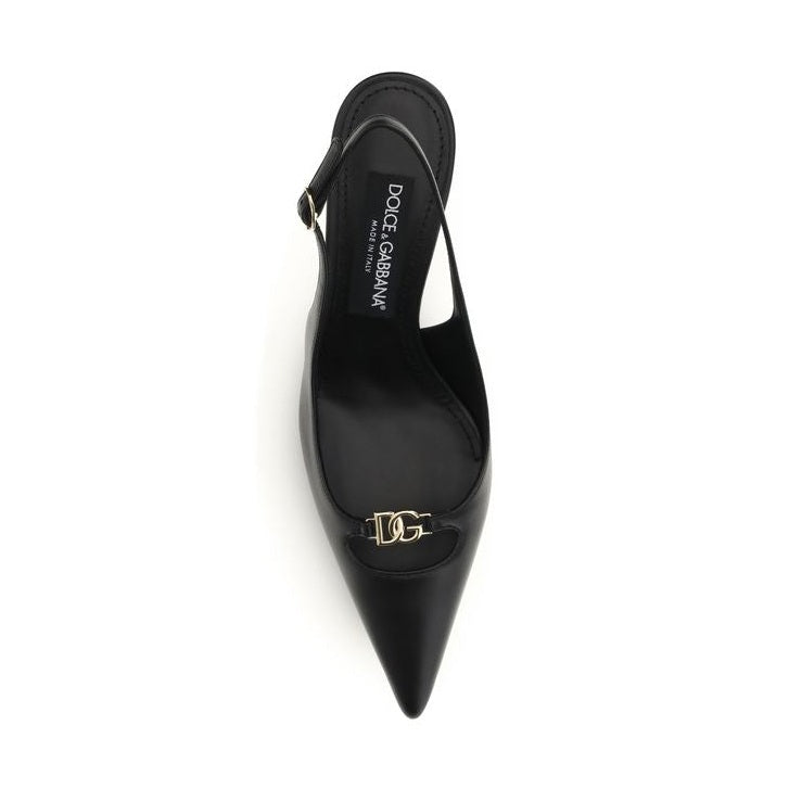 Dolce & Gabbana Black Calf Leather Bos Taurus High Heel Pumps