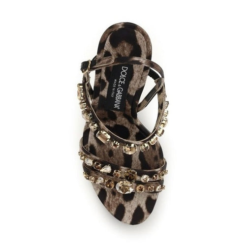 Dolce & Gabbana Brown Fabric Stiletto Heel Sandals