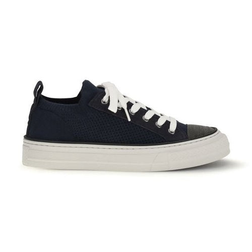 Brunello Cucinelli Blue Cotton Low Top Sneakers