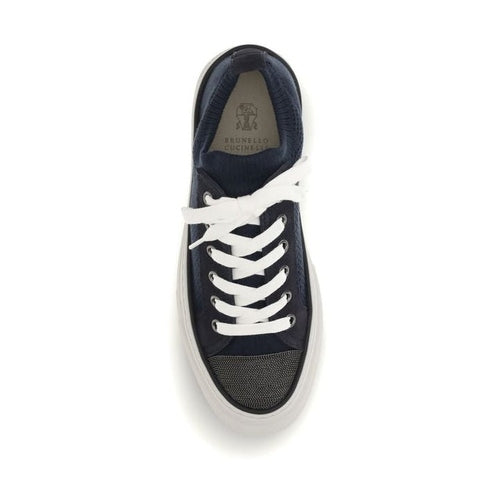 Brunello Cucinelli Blue Cotton Low Top Sneakers