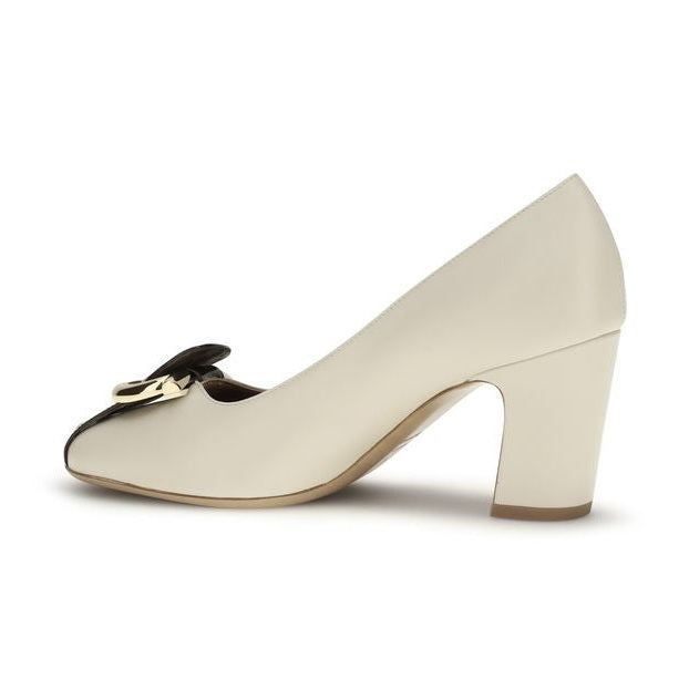 Ferragamo Beige Calf Leather Bos Taurus High Heel Pumps