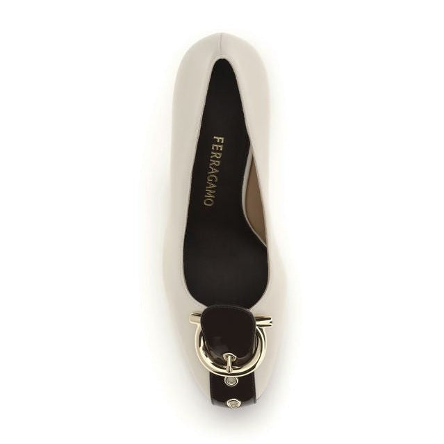 Ferragamo Beige Calf Leather Bos Taurus High Heel Pumps