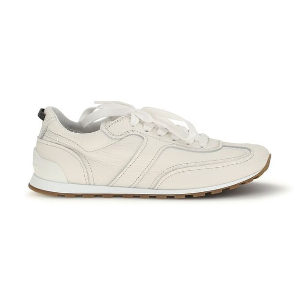 Brunello Cucinelli White Calf Leather Bos Taurus Low Top Sneakers