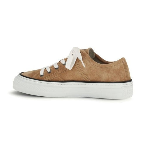 Brunello Cucinelli Beige Calf Leather Bos Taurus Low Top Sneakers