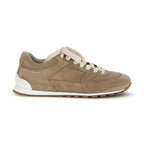 Brunello Cucinelli Beige Calf Leather Bos Taurus Low Top Sneakers