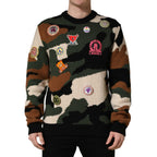 Dolce & Gabbana Multicolor Intarsia-Knit Camouflage Pullover Sweater
