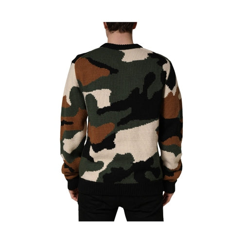 Dolce & Gabbana Multicolor Intarsia-Knit Camouflage Pullover Sweater