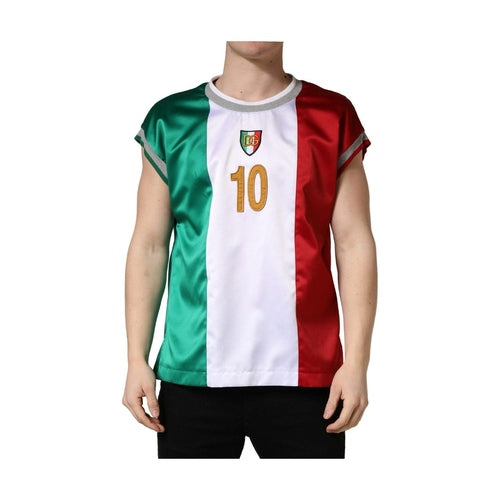 Dolce & Gabbana Multicolor Italia DG Logo Satin Tank T-shirt