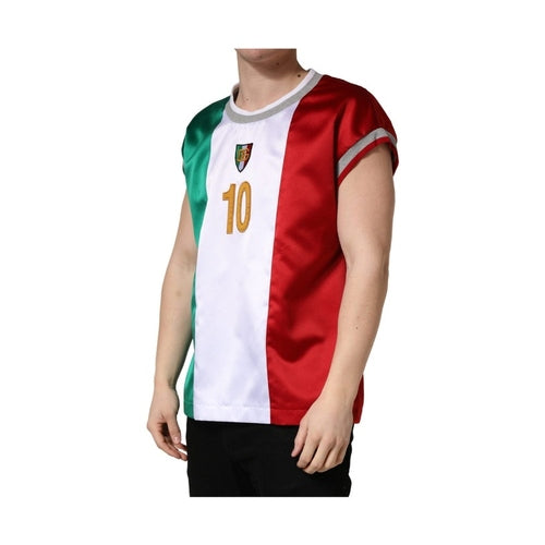 Dolce & Gabbana Multicolor Italia DG Logo Satin Tank T-shirt