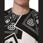 Dolce & Gabbana Black White Bandana Cotton Crew Neck  T-shirt