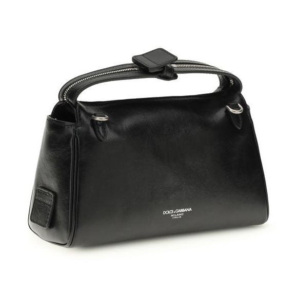 Dolce & Gabbana Black Calf Leather Bos Taurus Handbag