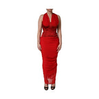 Dolce & Gabbana Red Halter Corset Sleeveless Sheath  Dress