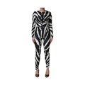 Dolce & Gabbana Black White Polyester Zebra Pattern Jumpsuit