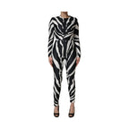 Dolce & Gabbana Black White Polyester Zebra Pattern Jumpsuit