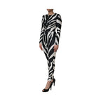 Dolce & Gabbana Black White Polyester Zebra Pattern Jumpsuit