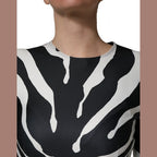 Dolce & Gabbana Black White Polyester Zebra Pattern Jumpsuit