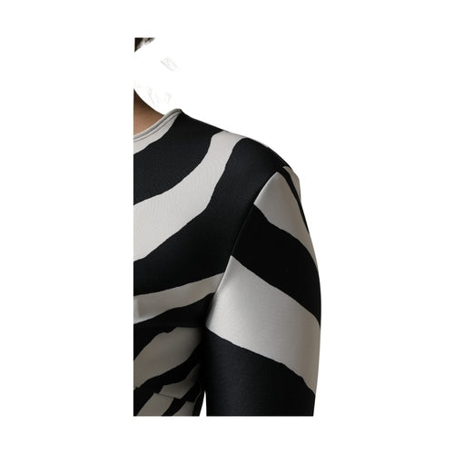 Dolce & Gabbana Black White Polyester Zebra Pattern Jumpsuit