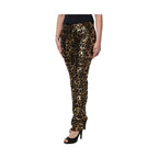 Dolce & Gabbana Gold Leopard Sequined Straight Trouser Pants