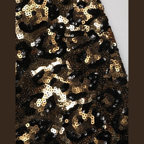 Dolce & Gabbana Gold Leopard Sequined Straight Trouser Pants