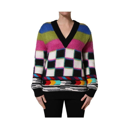 Dolce & Gabbana Multicolor Stripes V-neck Pullover Sweater