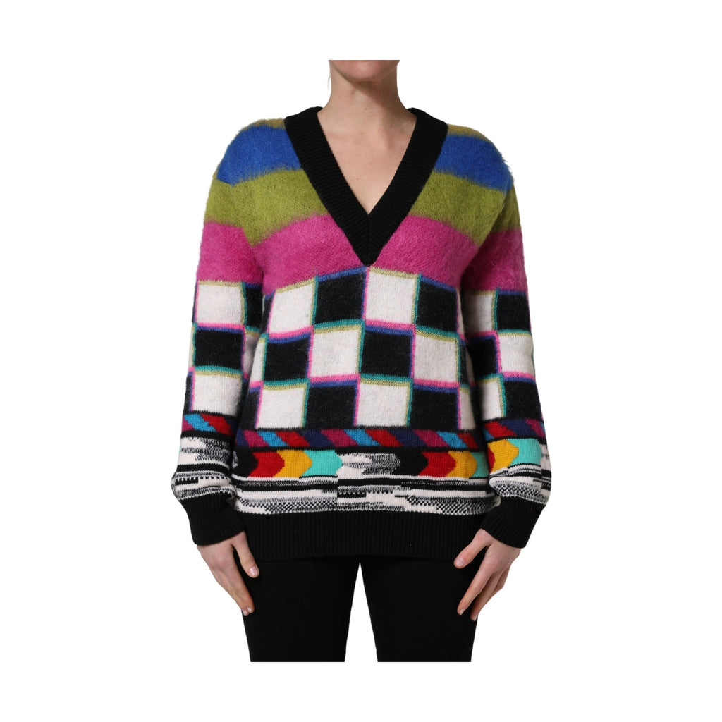 Dolce & Gabbana Multicolor Stripes V-neck Pullover Sweater
