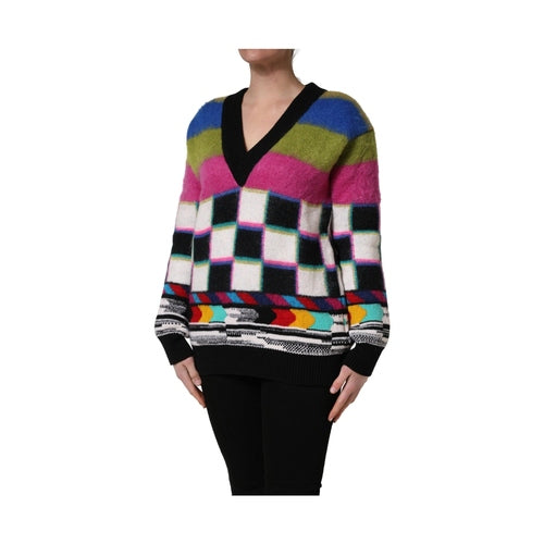 Dolce & Gabbana Multicolor Stripes V-neck Pullover Sweater